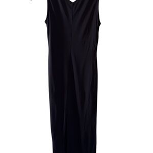 Ann Taylor Black Sleeveless Maxi Sleeveless Dress SZ 4P VNeck Flattering